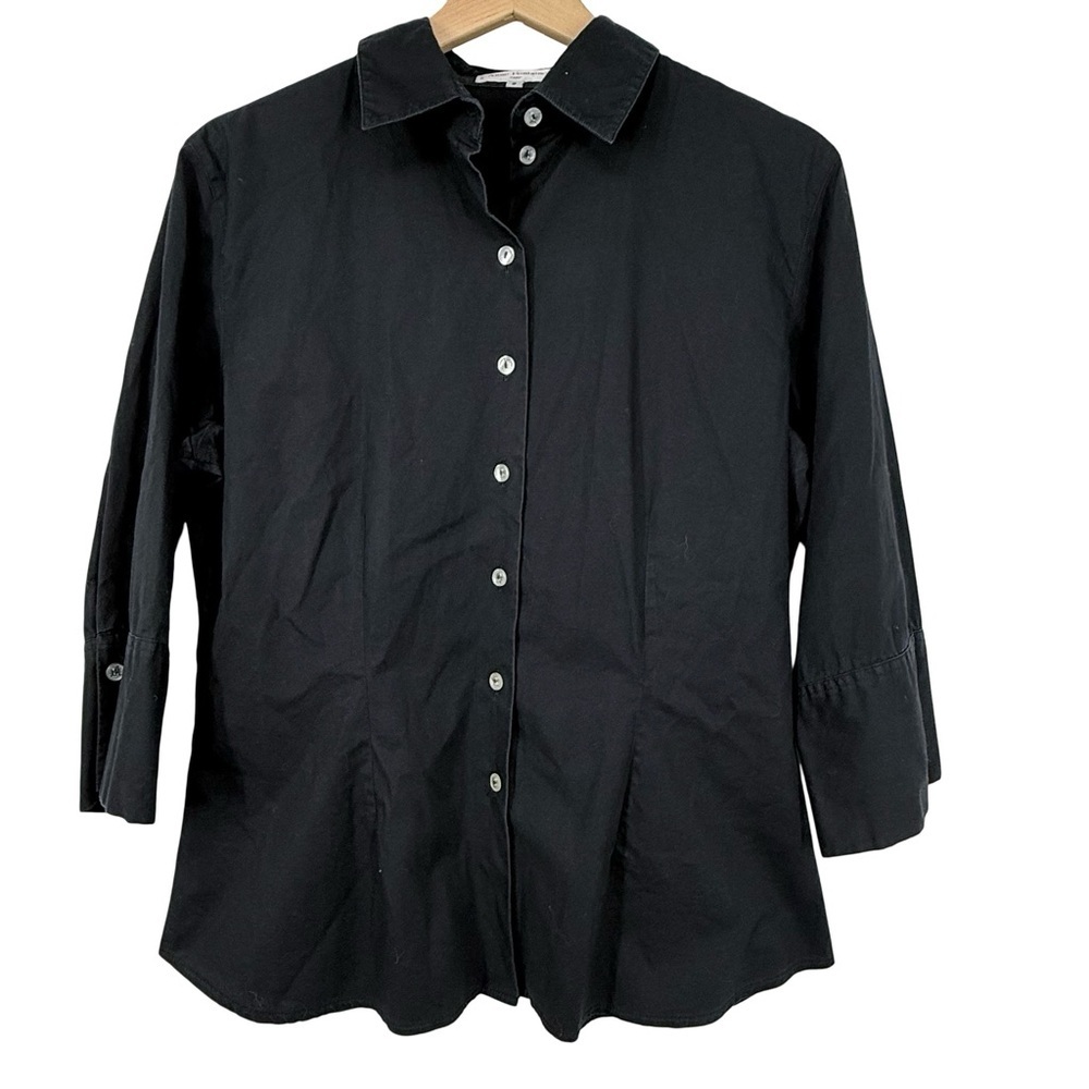 Anne Fontaine Black Button Up Shirt Sz 3/6-8